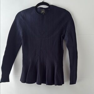 Navy Ribbed Long Sleeve Sweater
